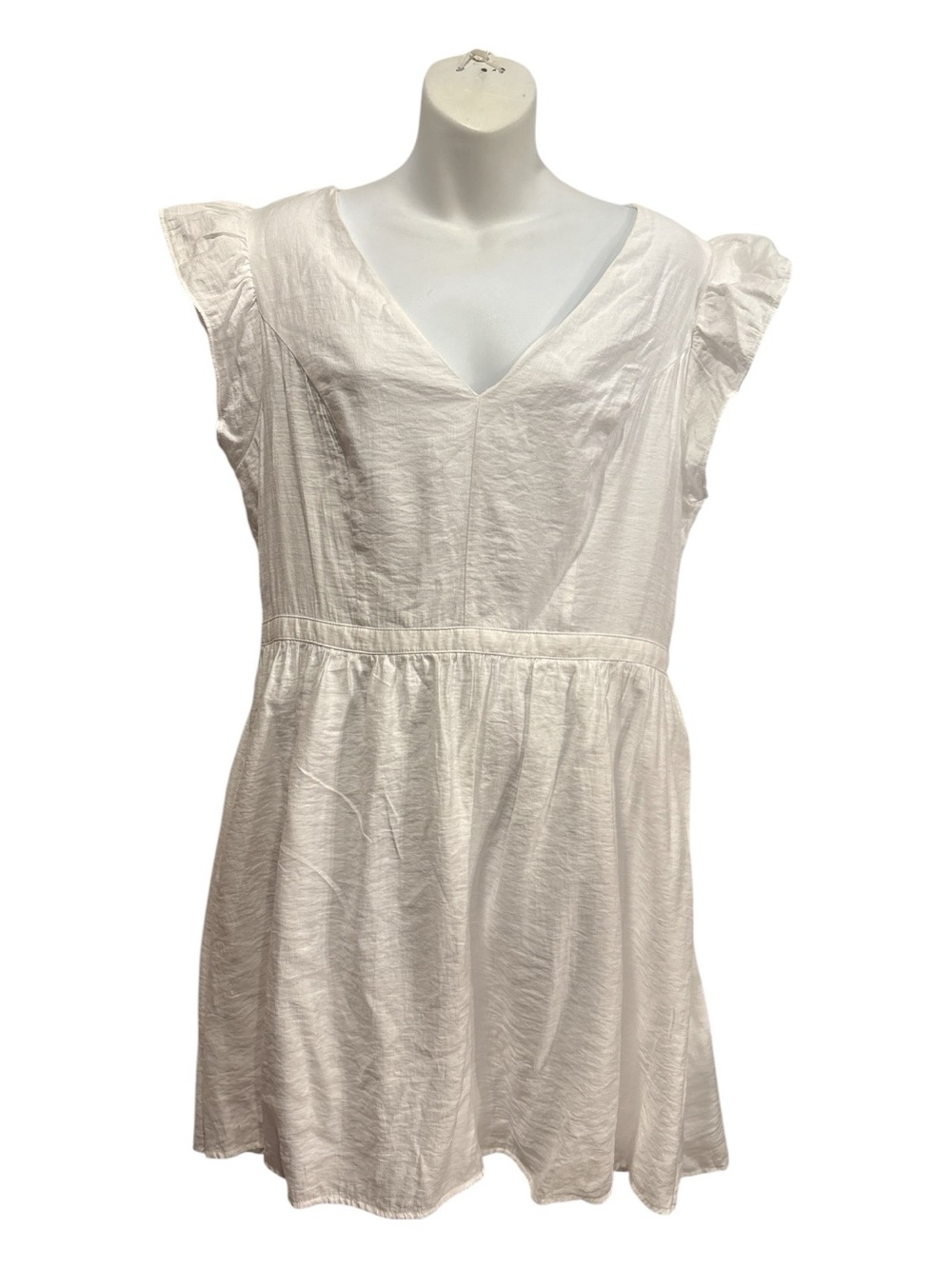 Express White V-Neck Dress with flutter sleeve   size large.
